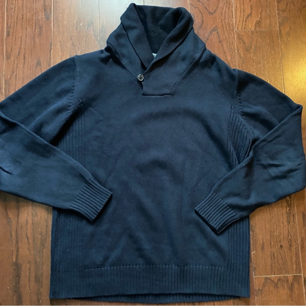 Oscar de la renta cable knit sweater Shawl Collar Toggle 100% Cotton M Fisherman